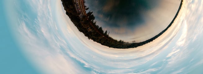 land view through a fisheye lens